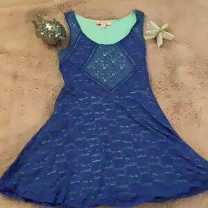 CANDIES 🍭 BLUE/ MINT LACE TANK DRESS. Sz. Sm